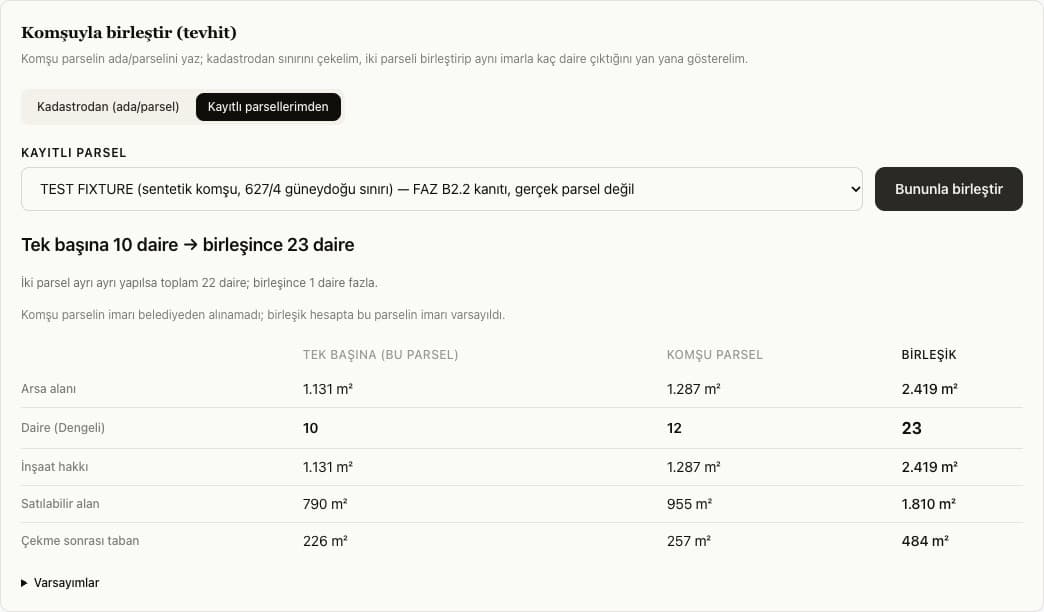 Komşuyla birleştir kartı: tek başına 10 daire, birleşince 23 daire